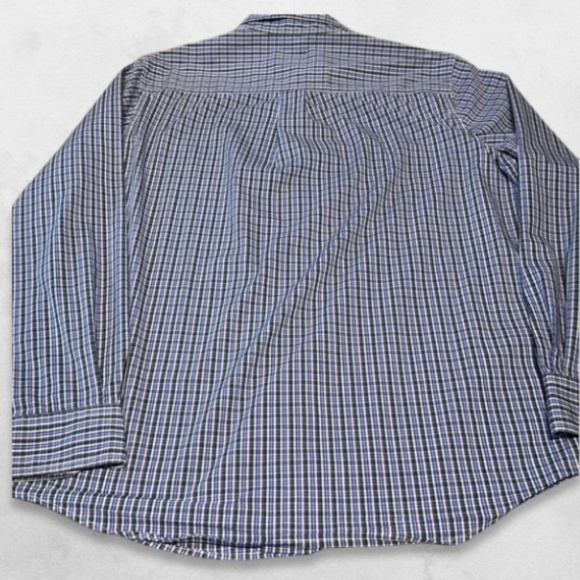 Chaps Stretch Button Down Shirt Front Pocket Collared Long Sleeves Blue Purple L - Picture 3 of 5